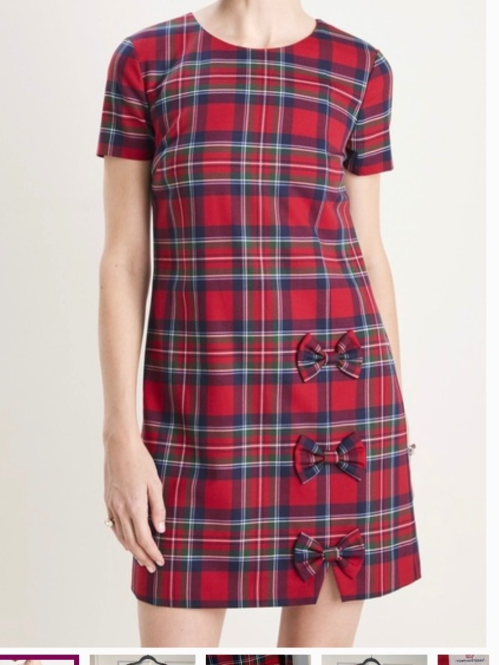 Vineyard Vines Christmas Holiday Tartan Plaid Red Bow Dress